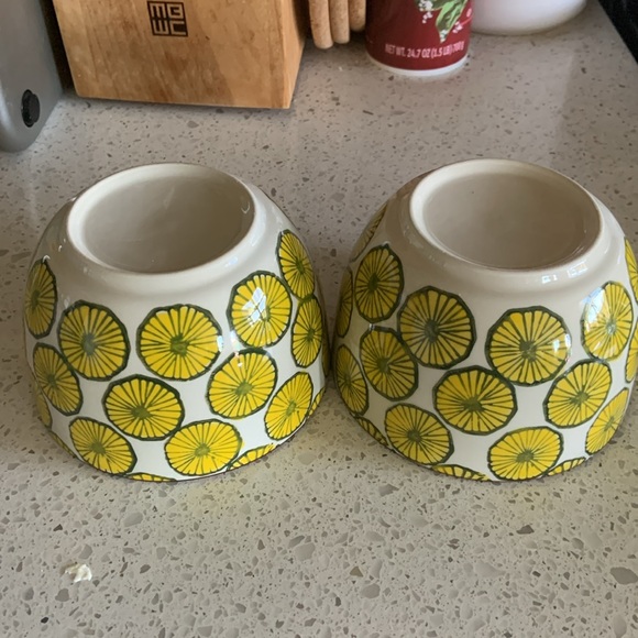 Yellow Abstract Print Ceramic Bowls Set of Two - Picture 3 of 3